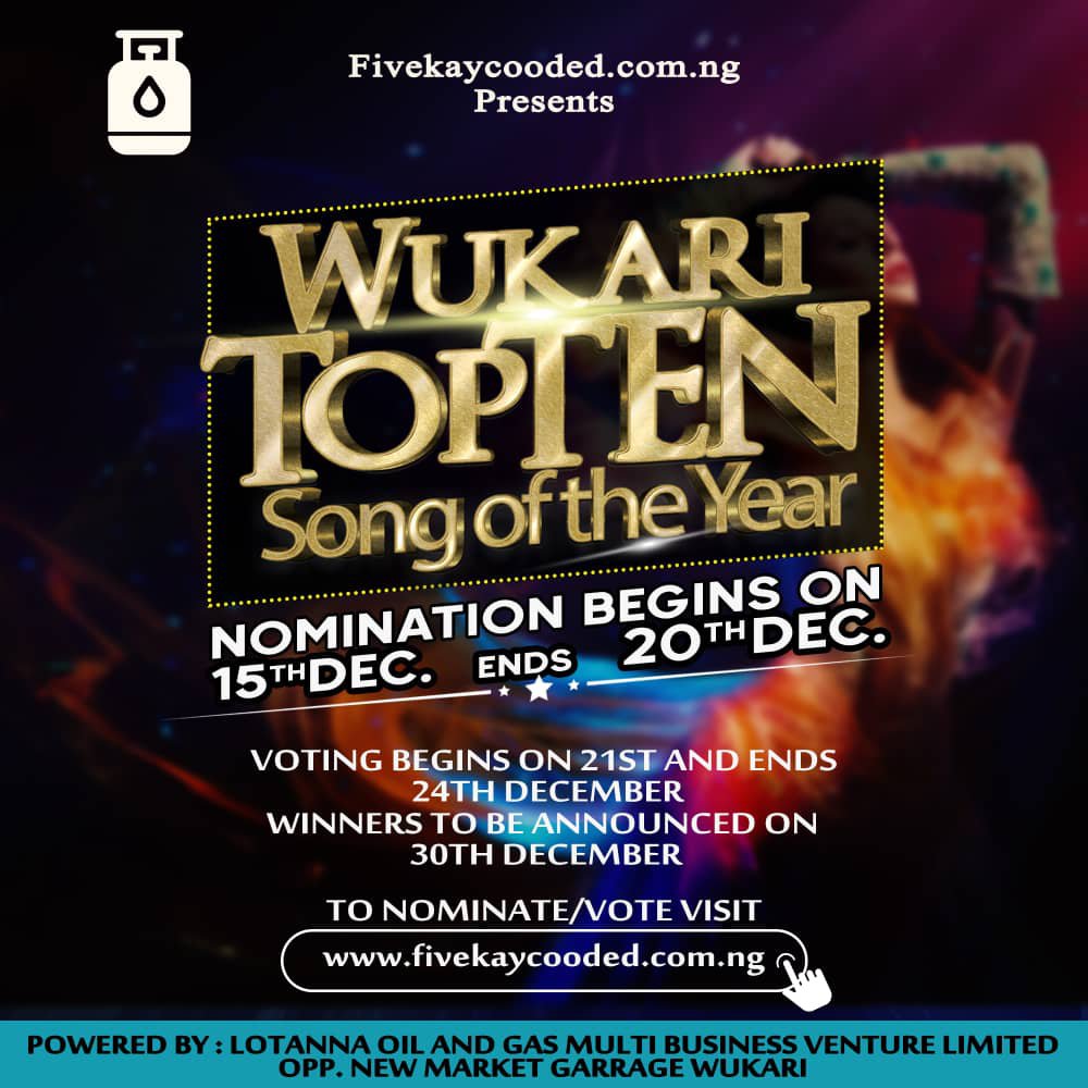 Winners for the Wukari Top Ten Song of the Year